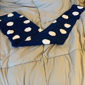 Lularoe TC Blue/White Polka Dot Leggings